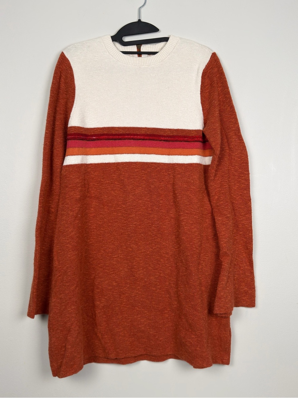 Free People Rust and Cream Striped Knit Dress